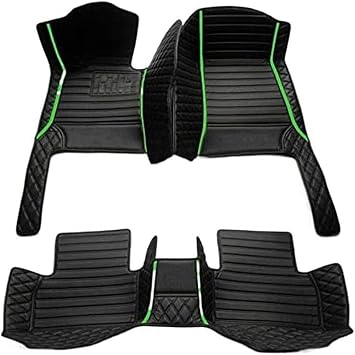 Custom Personalized Floor Mats for Cars,Luxury Full Coverage All Weather Car Floor Mats,Anti-Slip Leather Car Mat Set ,Custom Floor Mats for 99% of Cars, Trucks & SUVs Black Green