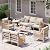 Oasbira Aluminum Outdoor Patio Furniture Set with Dual-Layer Coffee Table, 5 Piece Modern Patio Conversation Sets with PE Rope, Outdoor Sectional Sofa with Thick Cushions for Balcony, Deck, Beige