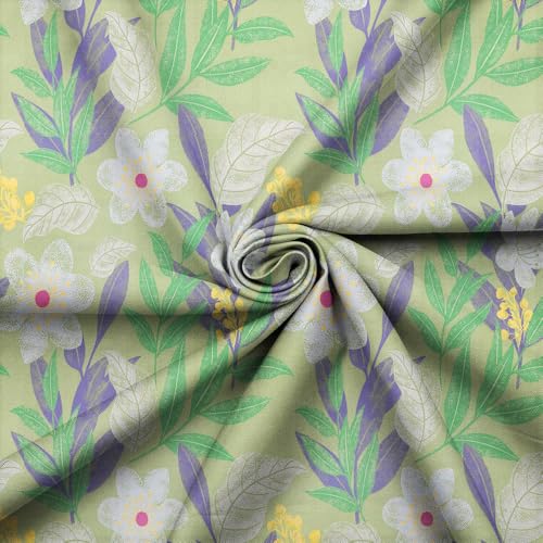 Image of HOMEKART Floral 180 Tc Ultra Super Soft Cotton Feel Microfiber Double Bedsheet with Two Pillow Covers for Your Bedroom (90x88 Inches, Green)
