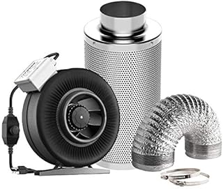 VIVOSUN 6 Inch 440 CFM Inline Fan with Speed Controller, 6 Inch Carbon Filter and 8 Feet of Ducting, Air Filtration Combo for Grow Tent Ventilation