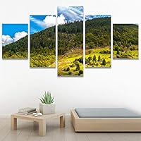 SIGNWIN 5 Panel Canvas Wall Art Modern Art Dramatic Forest Multicolor Photography Romantics Scenic for Home Decorations Ready to Hang - 60