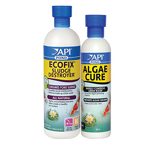 API Pond Clean and Clear Water Treatment Bundle with Water Clarifier, Sludge Remover, 473 ml and Algae Cure Algae Control, 237 ml