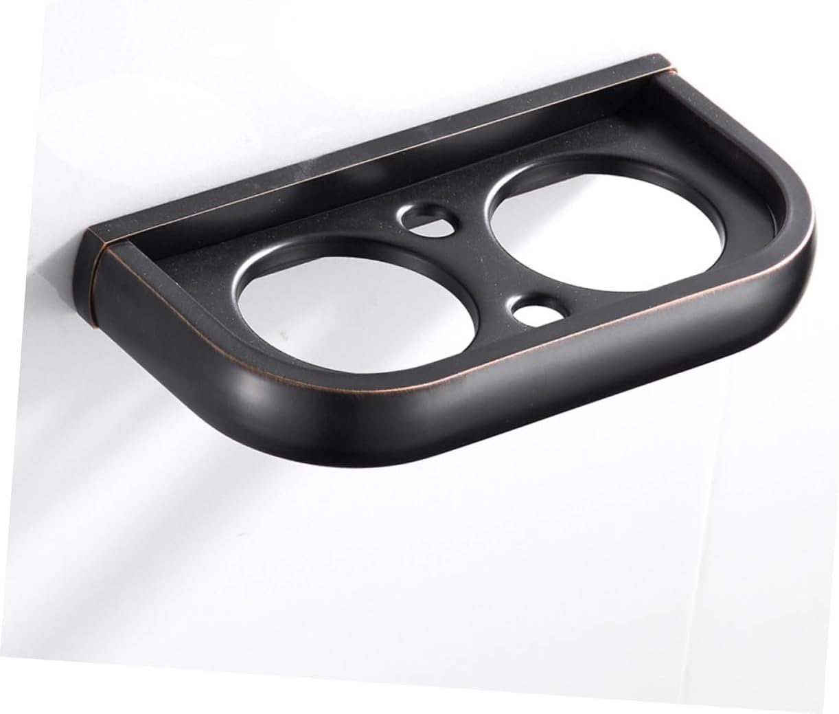 Vintage Antique Copper Double Toothbrush Holder Wall Mounted Tumbler Rack for Bathroom Hotel and Home Decor Elegant Ceramic Cups Design Easy Installation