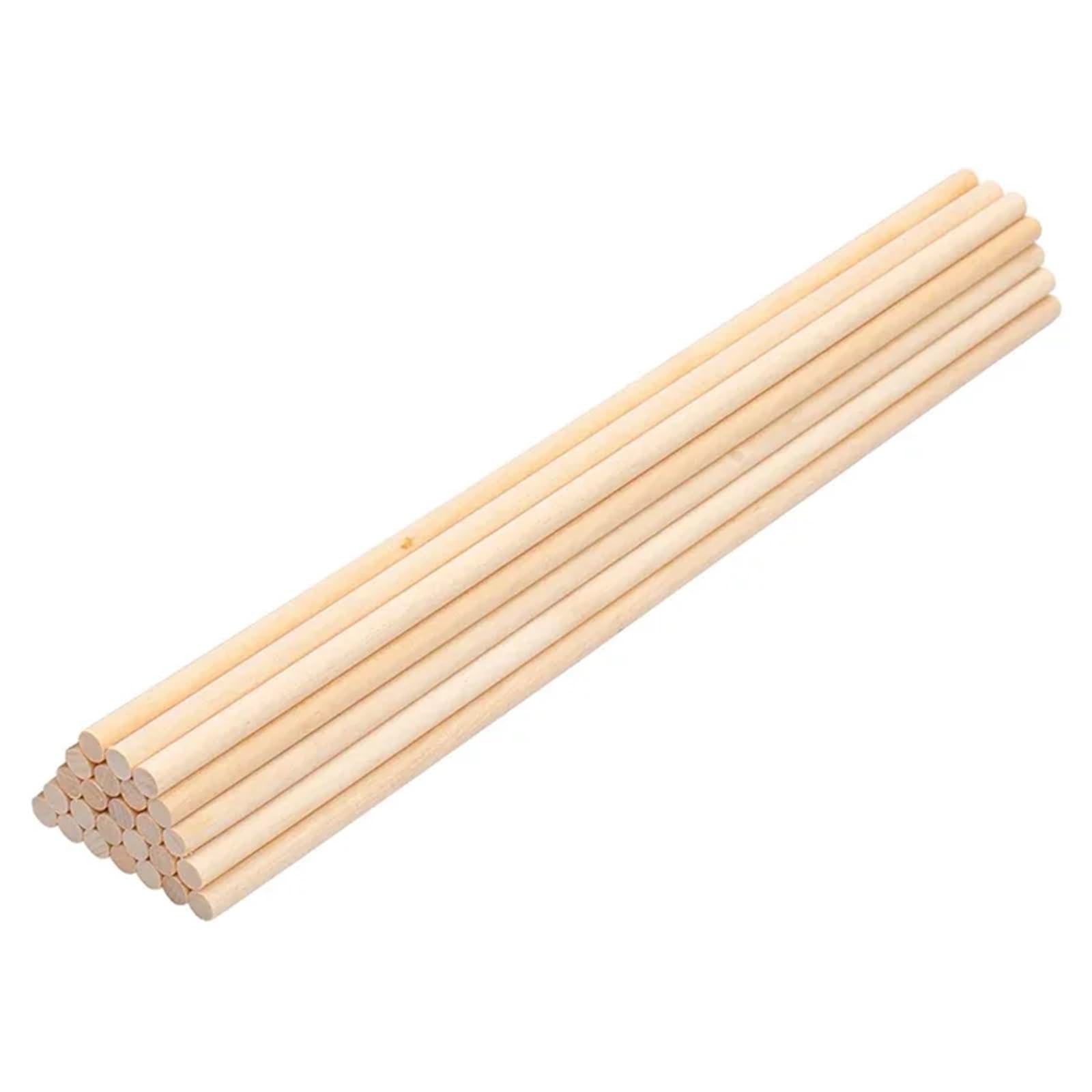 Niedokończone drewno Craft Drewniane patyczki, 100 szt. 30 cm Pręty kołkowe Niedokończone Naturalne okrągłe drewniane do wielowarstwowych podpórek pod tort weselny