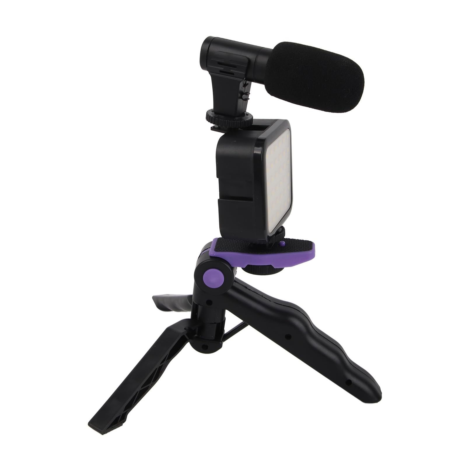 Set professionale per riprese video dal vivo con microfono e treppiede per interni ed esterni, nero, 5 pezzi