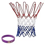 CHSEROK Dreifarbiges Basketballnetz, 12 Ring Basketballnetz mit Lila Nummer 24 Sportarmband für Campus, Parks, Arenen, Standard-Basketballplätze