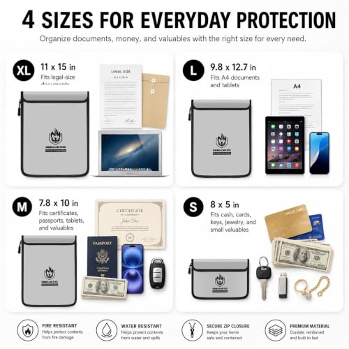Andyer 4 Pack Fireproof Document Bags