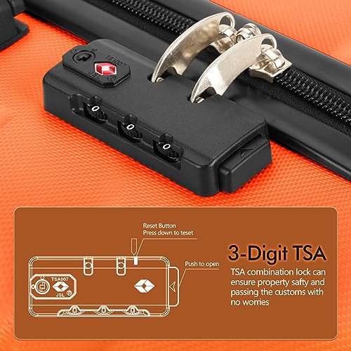 Image of AnyZip Luggage PC ABS Hardside Lightweight Suitcase with 4 Universal Wheels TSA Lock 20 24 28 Inch, Orange, 20 inch Carry-On, Spinner Wheels