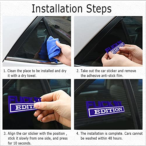 Image of Fuck IT Edition Emblem, Car Exterior Emblems Badge 3D Sticker Decal, Fuck-IT Edition Emblem 3D Fender Badge Decal, 3D Fender Badge Decal Car Truck Replacement, Fit for All Cars (Blue White)