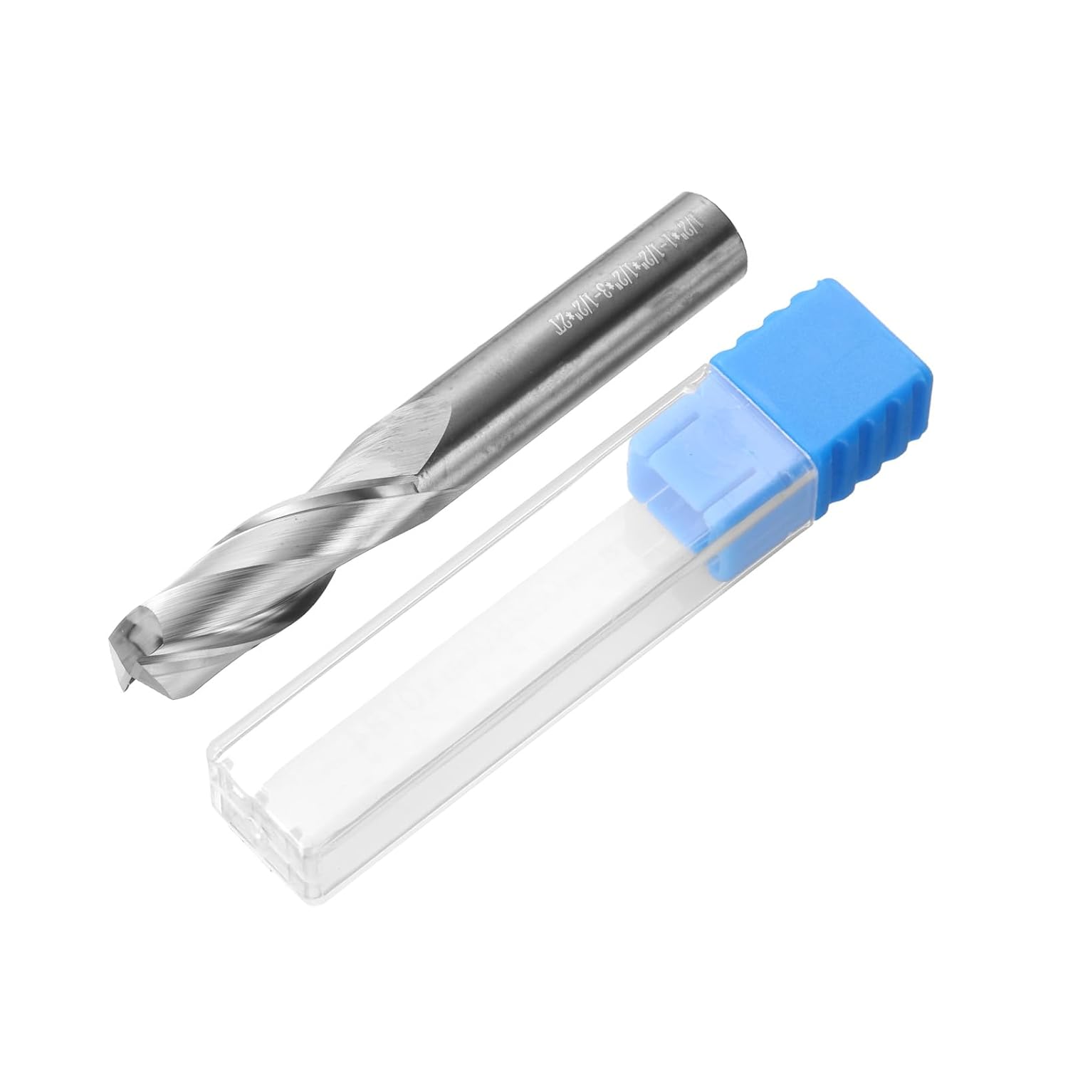 HARFINGTON Spiral Router Bit 1/2" Cut Dia 2 Flutes Up Cut End Mill Bits Milling Cutter for Wood Carving Engraving (1/2" Shank 1-1/2" Cut Length 3-1/2" Long 30 Degree Helix HRC44-46)