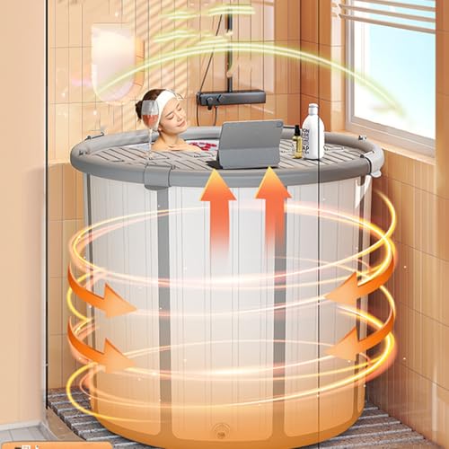 折りたたみ浴槽 ポータブルバスタブ バスタブ 露天風呂 ポータブル浴槽 コンパクト浴槽 浸漬式 折り畳み式 家庭用 ポータブル浴槽 SPA バスタブ 大人 子供 保温 応急貯水用 PP素材 70*69*70cm 風呂椅子、排水管を送る 簡単に組み立て(M: