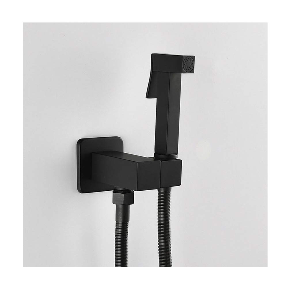 Spruzzatore per bidet con doccetta singola in ottone freddo, portatile, per doccia, doccia, bidet, rubinetto per l'igiene personale, nero (nero