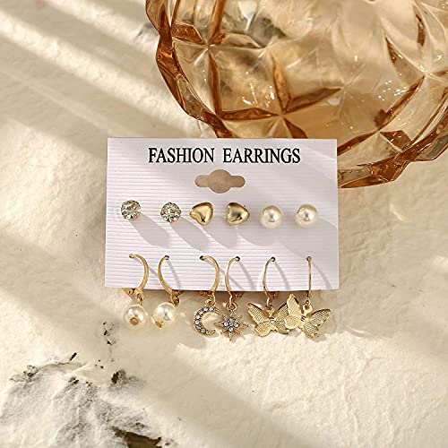 Image of Shining Diva Fashion Stylish Combo Design 6 Pairs Metal Earrings for Women and Girls (F12787er)