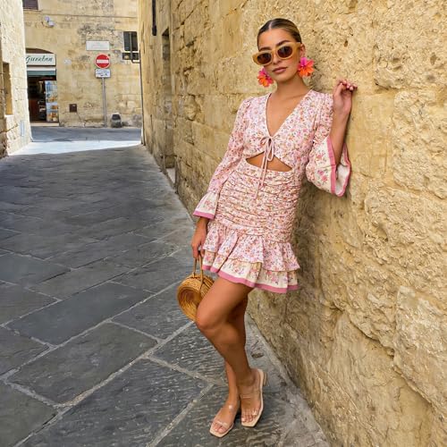 Image of Modatope Square Open Toe Heeled Sandals Women Two Strap Chunky Heel Sandals for Women Low Block Heel Sandal Dressy