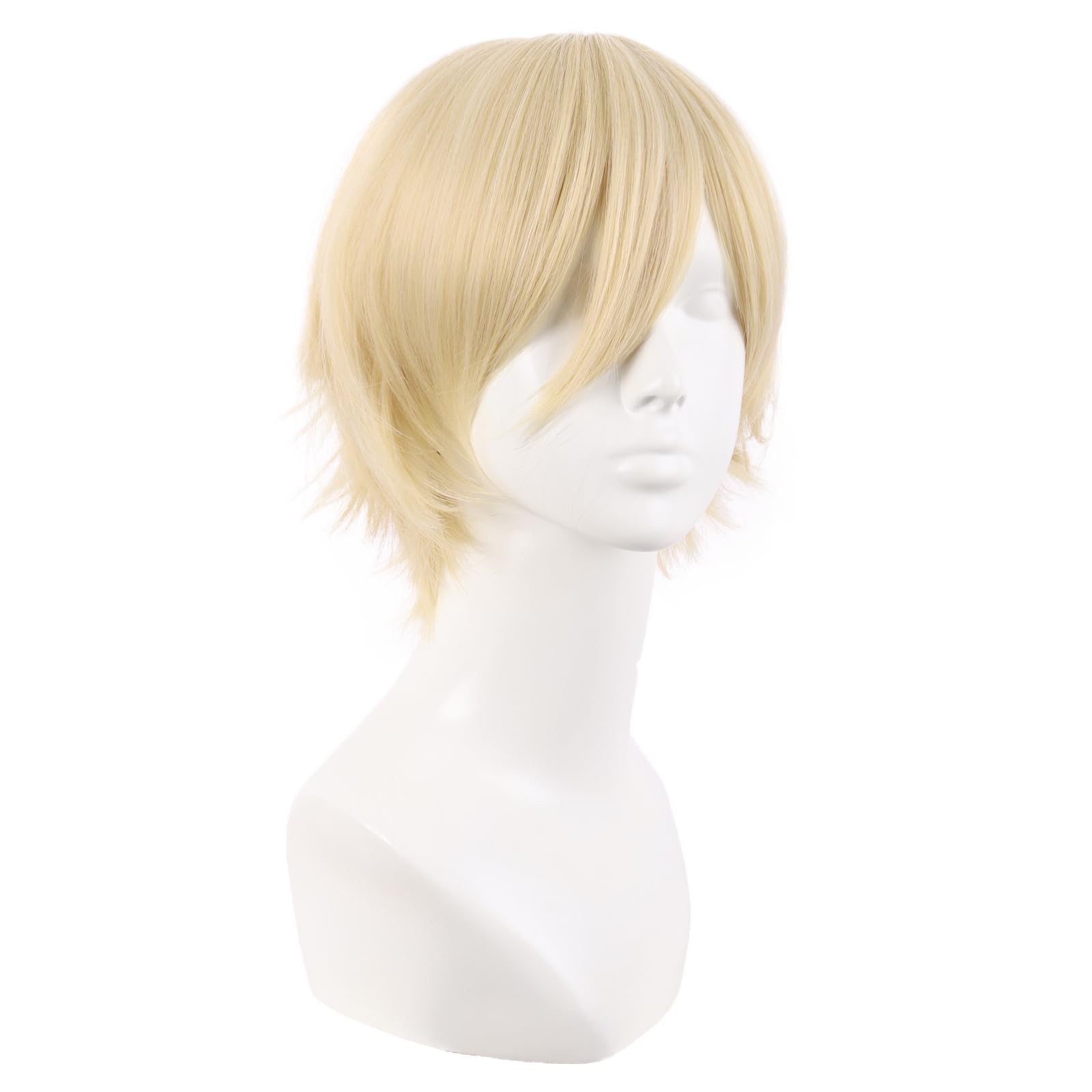 MapofBeauty 12 Inch/30 cm Men Women Short Straight Side Bangs Cosplay Costume Wig (Mixed Blonde) - Image 3