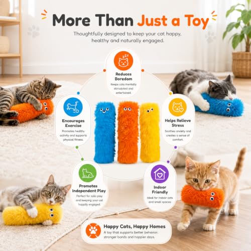 Image of Kipenzi Cat Kicker Toys Pack of 3 | Plush Cat Toys with Catnip Fillable Pocket | Soft Interactive Kicker & Chew Toys for Indoor Kittens and Adult Cats | Lightweight, Safe & Non-Toxic (Fur Kicker)