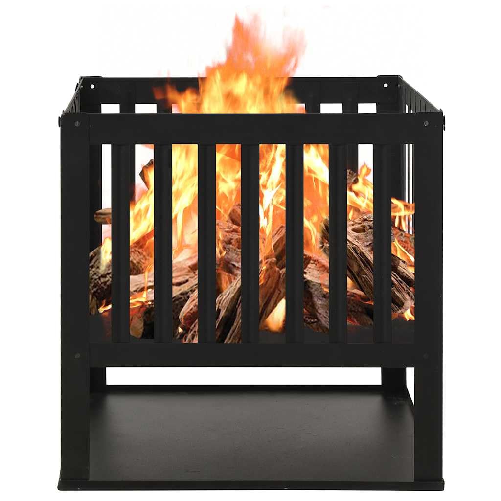 Feuerstelle Stahl 40 x 40 x 40 cm Schwarz Kamin Ofen Schale zum Outdoor Einsatz für Terrasse Garten Wärme