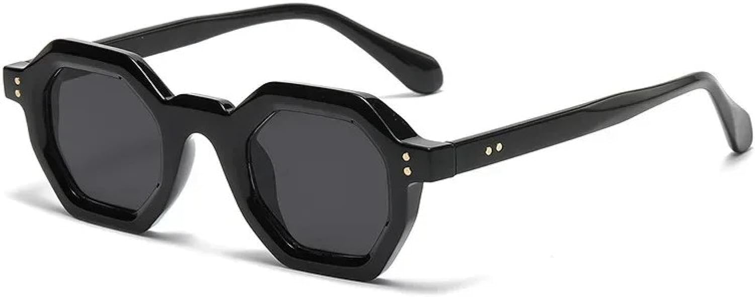 Retro Amber Polygon Small Women Sunglasses Retro Rivets Men Fashion Trending Outdoor Sports image 5