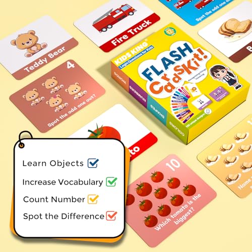 Image of Baby Learning Flash Cards for Toddlers 1-7, Learn to Think Logically | Words Number Color Shape | 100 Double-Sided Cards Design, Educational Toys for Preschool Kindergarten Pre-K 12 Month