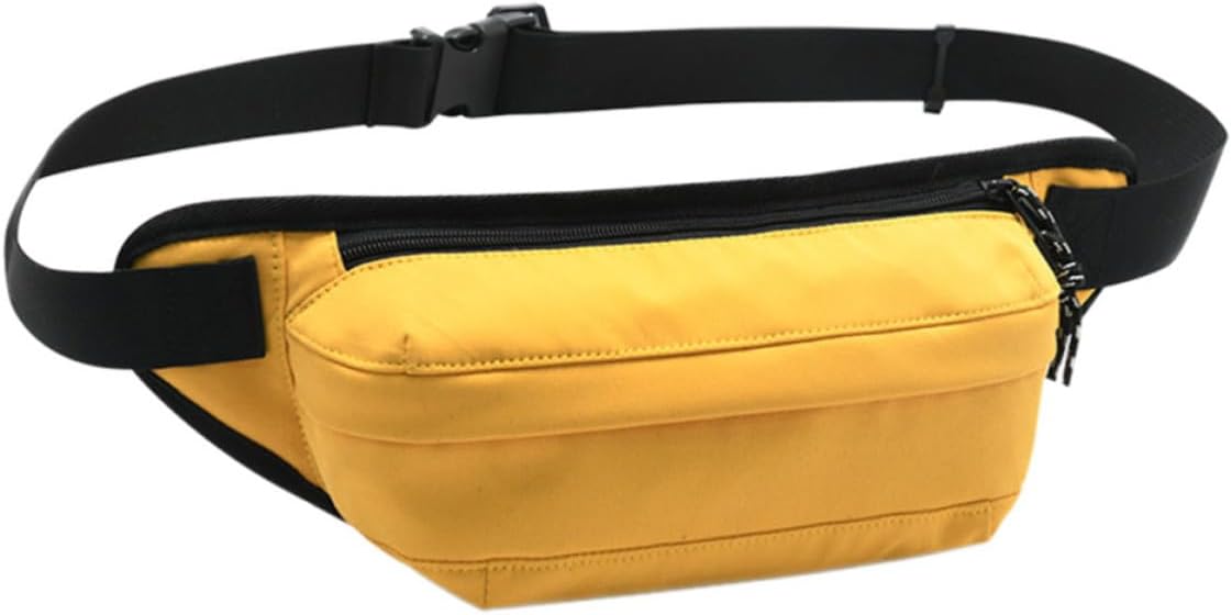 Yellow Polyester Sports Waist Bag with Adjustable Strap for Women Men