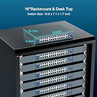24 Port Gigabit PoE Switch Unmanaged, YuanLey 27-Port Gigabit PoE mit 2 Uplink & 1 SFP, Rackmount, 400W integriertes Netzteil, Unterstützt 802.3af/at, Plug & Play, One-Key VLAN, Metallgehäuse – Ansicht 6