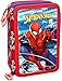 Clondo Trousse triple rempli, 44 accessoires scolaires, 3 Zip, 20 Centimètres, Spiderman, Pot à crayons, (CLOASTRIE)