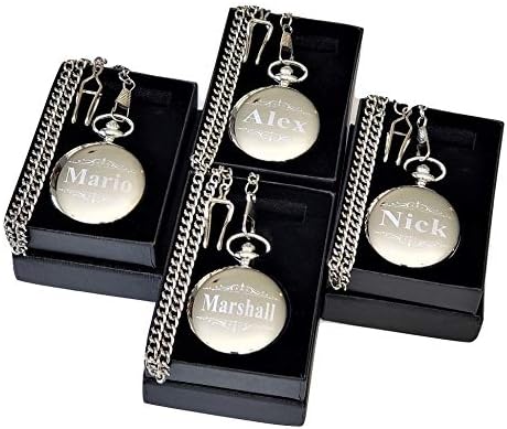 Eternity Engraving inc.の7つの刻印懐中時計 カスタムボックス付き バックルチェーン 刻印付き 懐中時計 電池