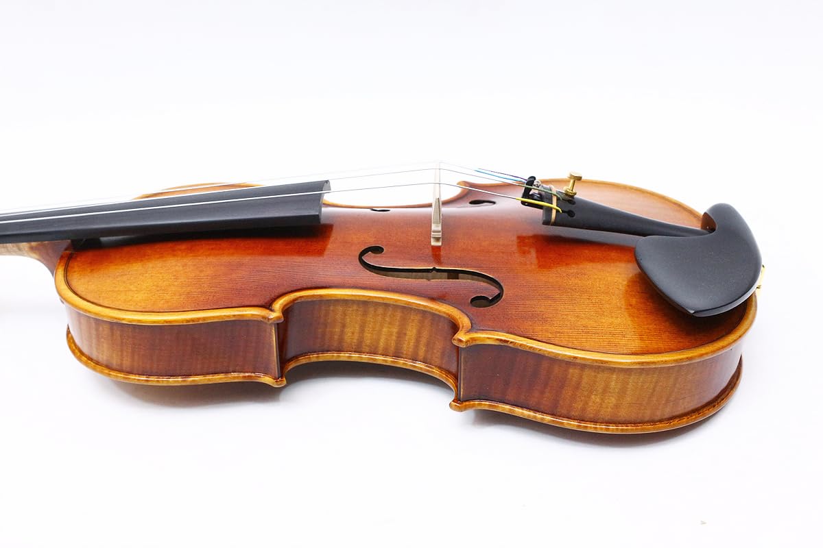 Violino professionale 4/4 full size in legno d'acero fiammato con top in abete rosso e accessori in ebano, kit violino realizzato a mano con custodia e archetto (VA-Violin-X)