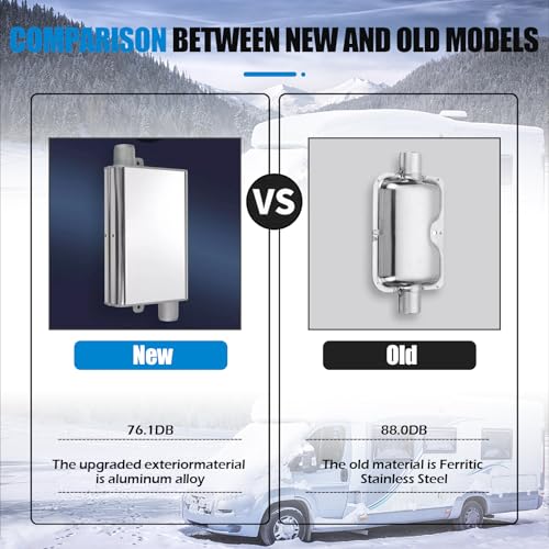 Inscrip Auspuffschalldämpfer-Set, 24 mm Auspuffschalldämpfer, verbesserter Schalldämpfer mit Abgasschlauch und 2 Klammern für Generator, Edelstahl-Auspuffrohr für Luft-Diesel-Schlauchheizung (120cm)