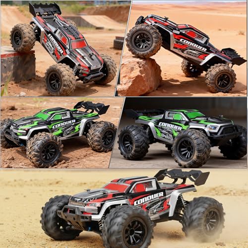 Image of RC Cars 1:16 Scale Remote Control Car 50 KMH High Speed Fast 4WD RC Truck for Kids Adults Boys 2.4 GHz All Terrains RC Buggy Off-Road RC Monster Trucks with 2 Rechargeable Batteries (Red)