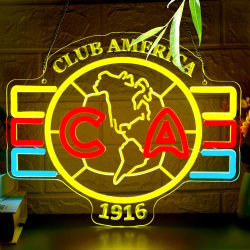 Image of Football Neon Sign for Wall Decor Soccer Team Logo LED Light for Man Cave | Dimmable football neon light, bedroom, bar, party, fans club wall decor, gifts for soccer team fans, size 13.7*11.4 in