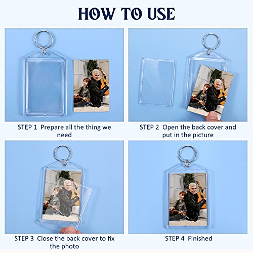 Image of Hicarer Acrylic Photo Insert Keychain 2 x 3 Inch Double Sided Blank Picture Keyring DIY Custom Personalized for Women Men