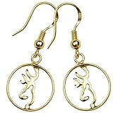 Browning 24K Gold Plated Circle Buckmark Earrings BGT1023