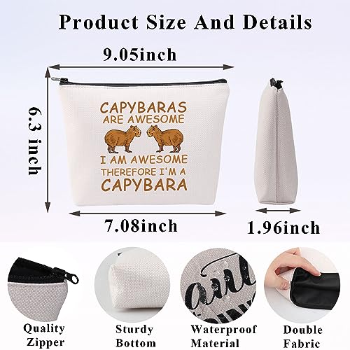 PLITI Capybara Gifts for Capybara Lovers Makeup Bag Capybaras are Awesome Therefore I'm a Capybara Funny Rodent Animal Gift (Awesome Capybara bagU) - Image 2