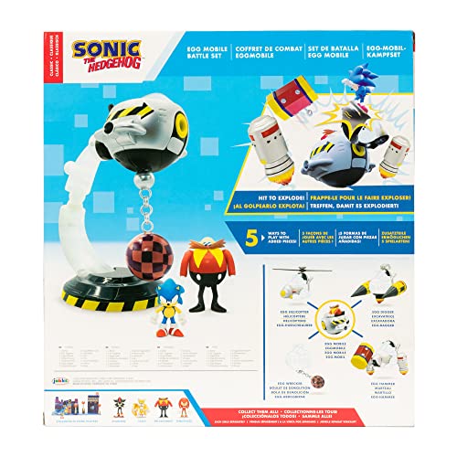 Sonic The Hedgehog Egg Mobile Battle Set With Sonic & Dr. Eggman 2.5 Inch Action Figures, Includes 14 Unique Pieces #TOP6