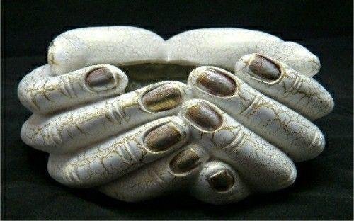 Collectible Hand Shape Resin Bowl Table Mantel Centerpiece Vase Trinket Box