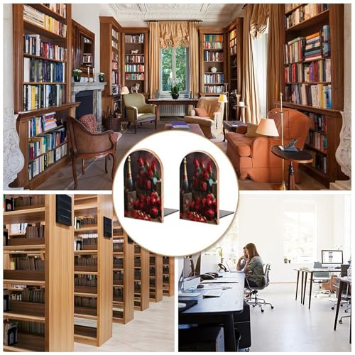 Sujetalibros de madera resistente con diseño decorativo moderno 6