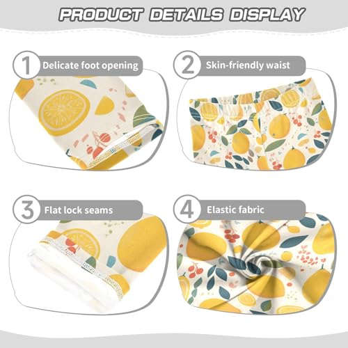 KLL Citrus Floral Colorful Lemons Girls Basic Leggings Stretch Full Length Dance Pants Sports3