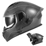 TTMiku Carbon Fiber Modular Motorcycle Helmet DOT Certified...