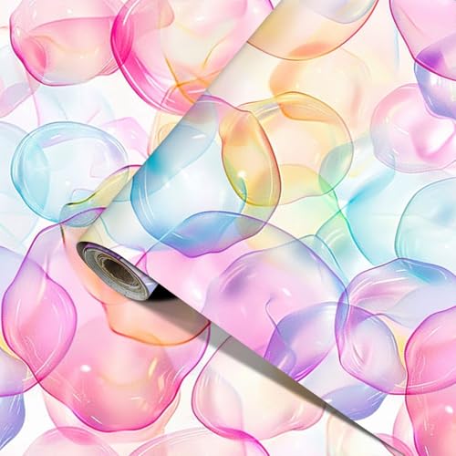 HOMETITUTE Bubbles Wallpaper Colorful Backdrop Wallpaper Peel and Stick Contact Paper Wall Self Adhesive Removable Counter Wall Paper for Girls Room Countertop Home Wall Decor 15.7'x39.4'