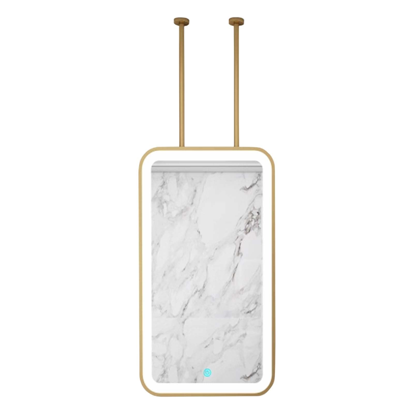 FGXHHS Bathroom LED Mirror Ceiling Mounted Square Floating Vanity Makeup Touch Screen Control Mirrors for Home or Hotel, Gold(40cmx60cm)