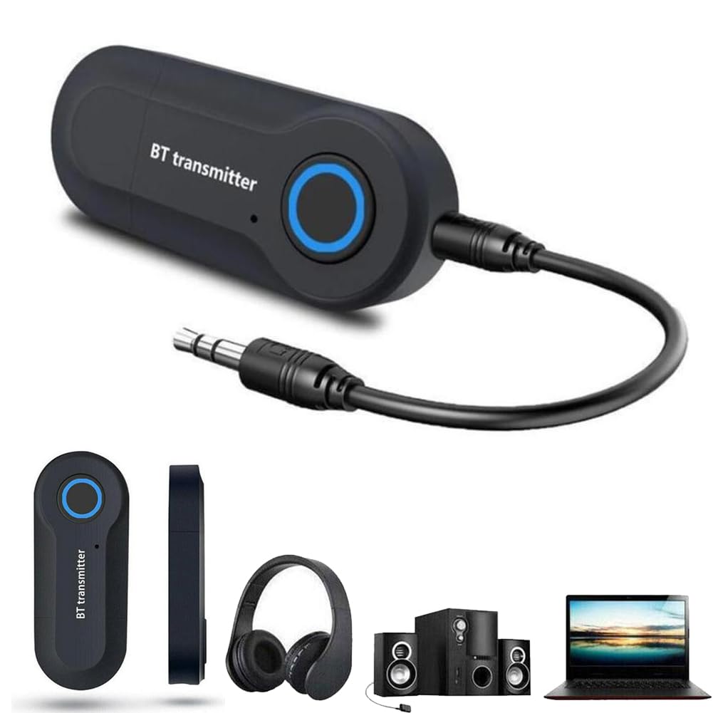 Transmisor y Receptor Bluetooth 4.0 Inalámbrico - Adaptador Auxiliar de 3,5 mm para TV, PC, Altavoz, Música, Audio - Compatible Con Televisor, Proyector, MP3, MP4