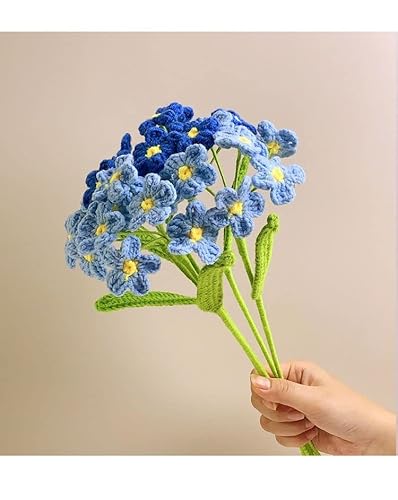 Handmade Forget Me Not Flowers, Crochet Forget-Me-Not Artificial Flower, Crochet Plants For Home Office Desk Bedroom Decoration (Blue, 10Pcs) #TOP6