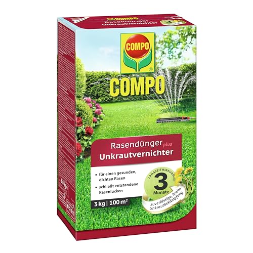 Compo FLORANID Rasendünger Plus Unkrautvernichter, 3 Monate Langzeitwirkung, Feingranulat, 3 kg, 100 m²