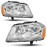 ELH Headlight Assembly Fit For 2008-2014 Dodge Avenger 2008 2009 2010 2011 2012 2013 2014 08 09 10 11 12 13 14 Dodge Avenger Headlamp Avenger Chrome Housing Amber Reflector