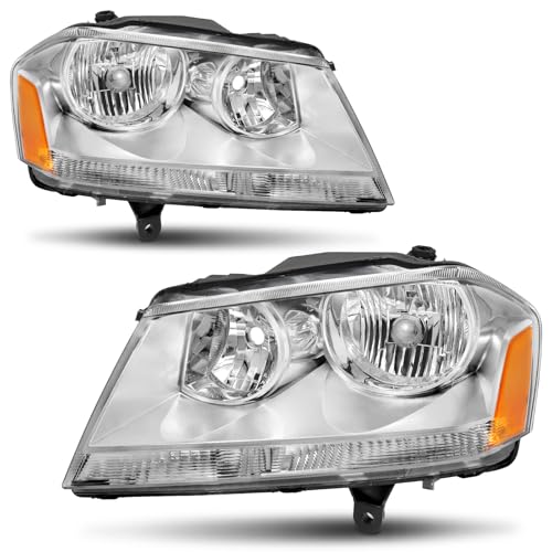 ELH Headlight Assembly Fit For 2008-2014 Dodge Avenger 2008 2009 2010 2011 2012 2013 2014 08 09 10 11 12 13 14 Dodge Avenger Headlamp Avenger Chrome Housing Amber Reflector