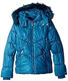 London Fog Big Girls' Puffer Coat with Faux Fur Trim