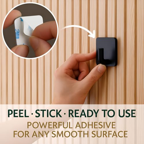 Image of DALUCI Self Adhesive Hooks for Wall Heavy Items - Metal Wall Hooks for Hanging Clothes, Towels & Keys - Waterproof No Drill Sticky Wall Hanger Hook for Bathroom & Kitchen (J Hook-Black, 2)