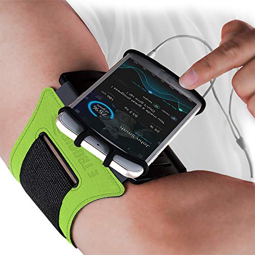 Sports Armband: Rotatable Running Phone Arm Band Holder Case for All Phones Apple iPhone 12 11 XS XR Pro Max 8 6 6S Plus & All Android Samsung Galaxy S9 S10 S20 + Note 8 9 10 Edge LG & Pixel (Green)