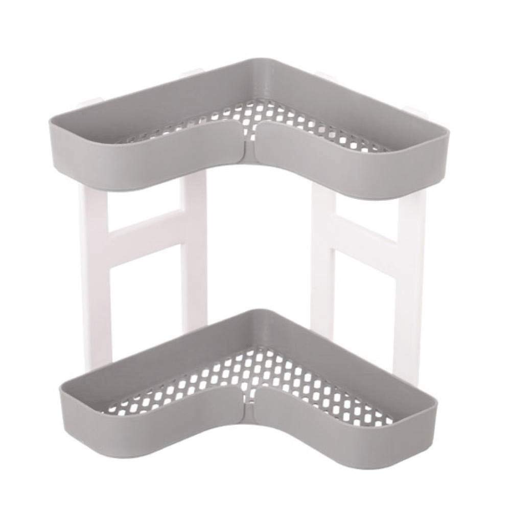 Estante de Esquina para baño, Estante de Ducha de 2 Niveles (sin taladrar) Estantes de Esquina de succión con Adhesivo de Aluminio Duradero (Color: Gris) (Gris)